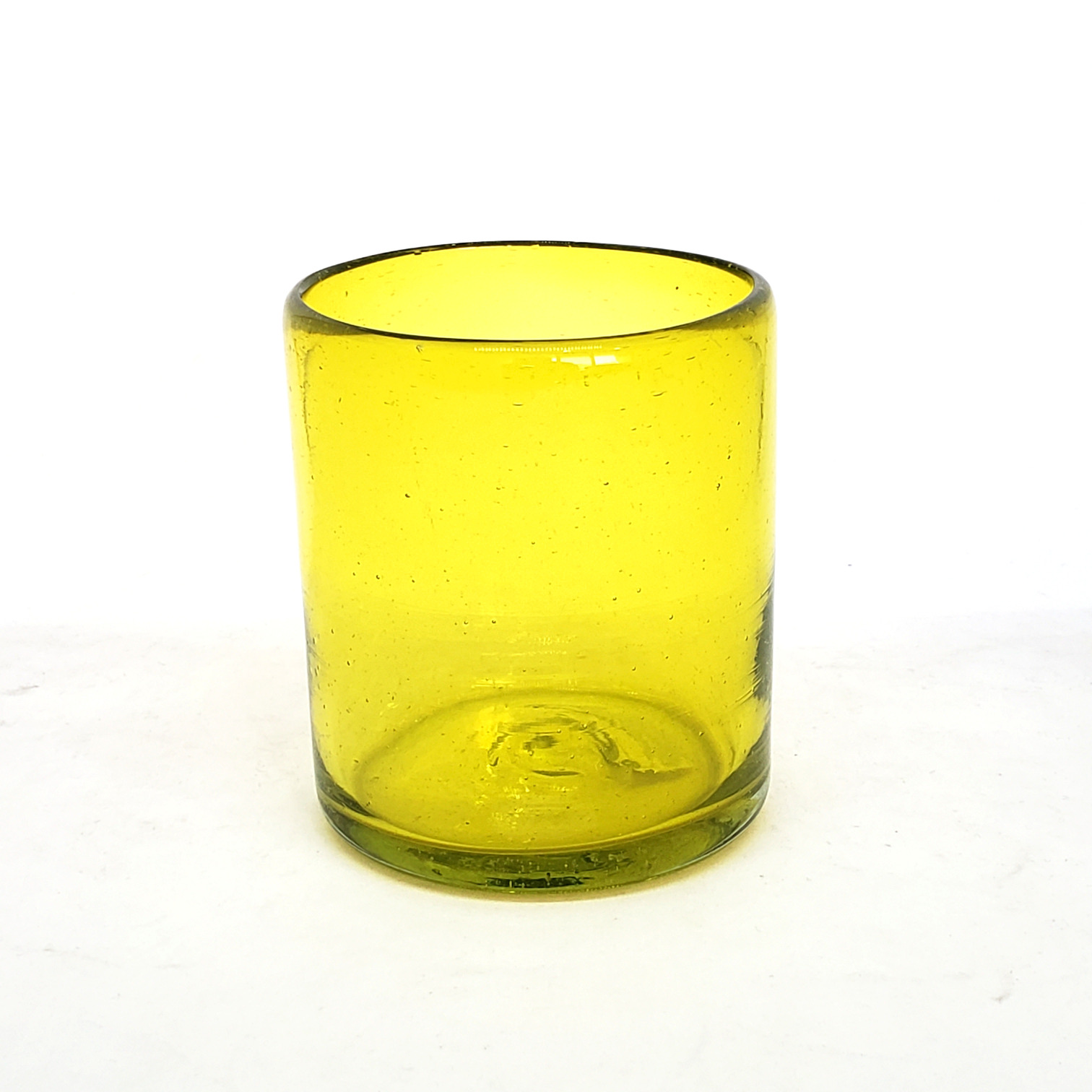 VIDRIO SOPLADO al Mayoreo / s 9 oz color Amarillo Sólido (set de 6) / Éstos artesanales vasos le darán un toque colorido a su bebida favorita.
